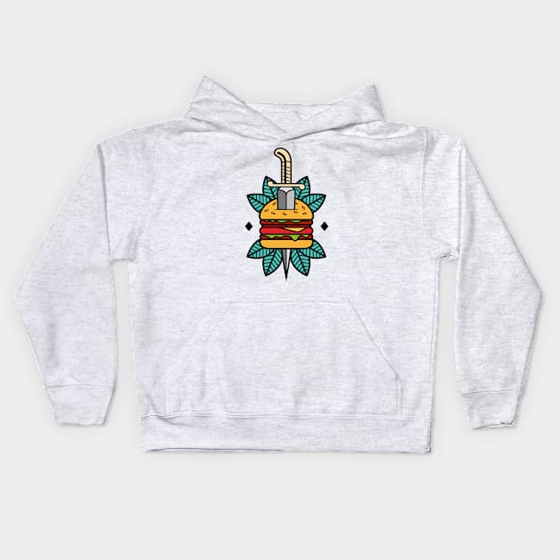 Burger Tattoo Kids Hoodie by Woah_Jonny